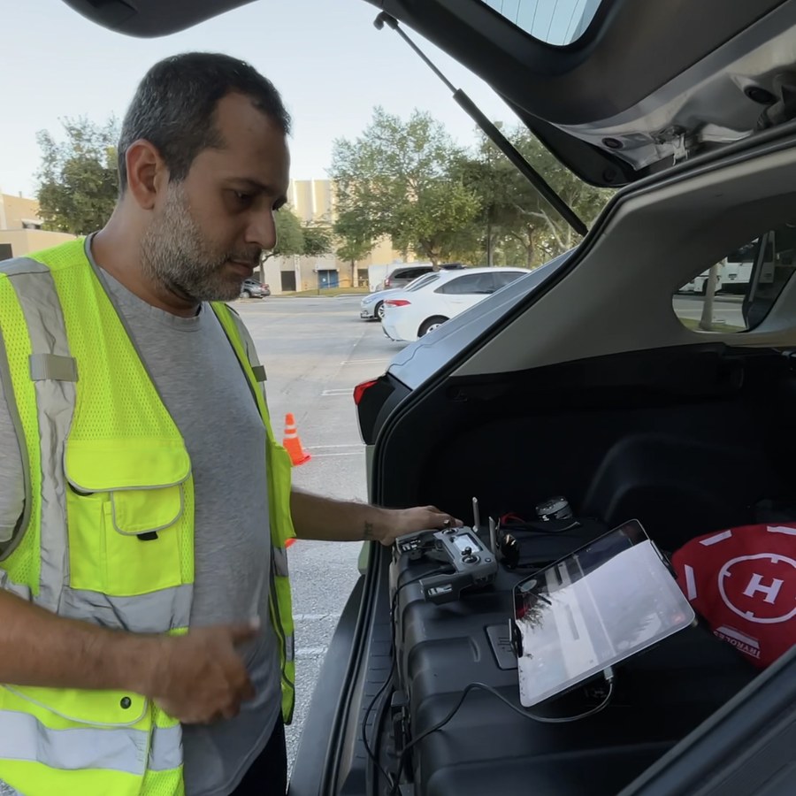 Sebastian loading capture equipment before a site visit
