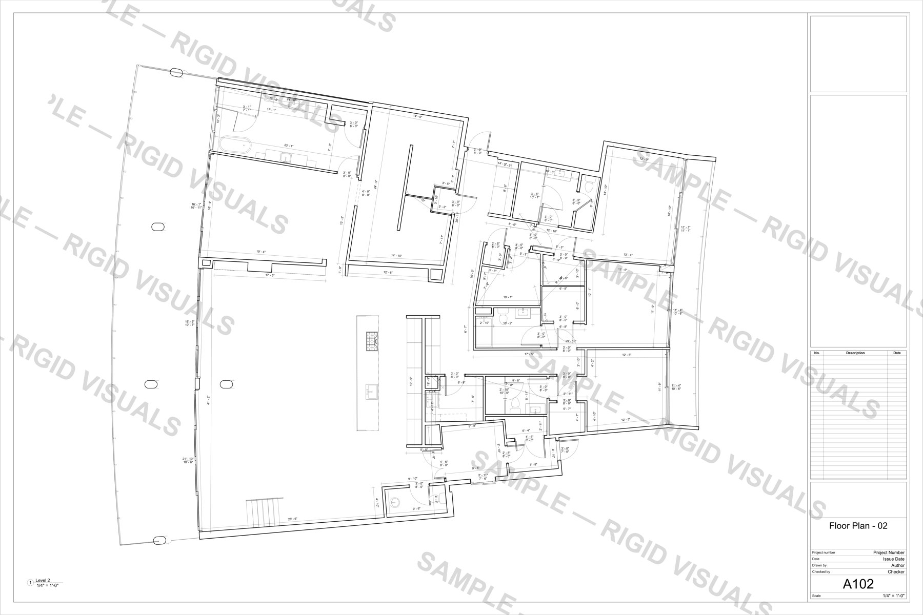 As-built floor plan, level 2